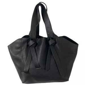 by Anthropologie black faux leather bow detail tote bag vegan leather Fall